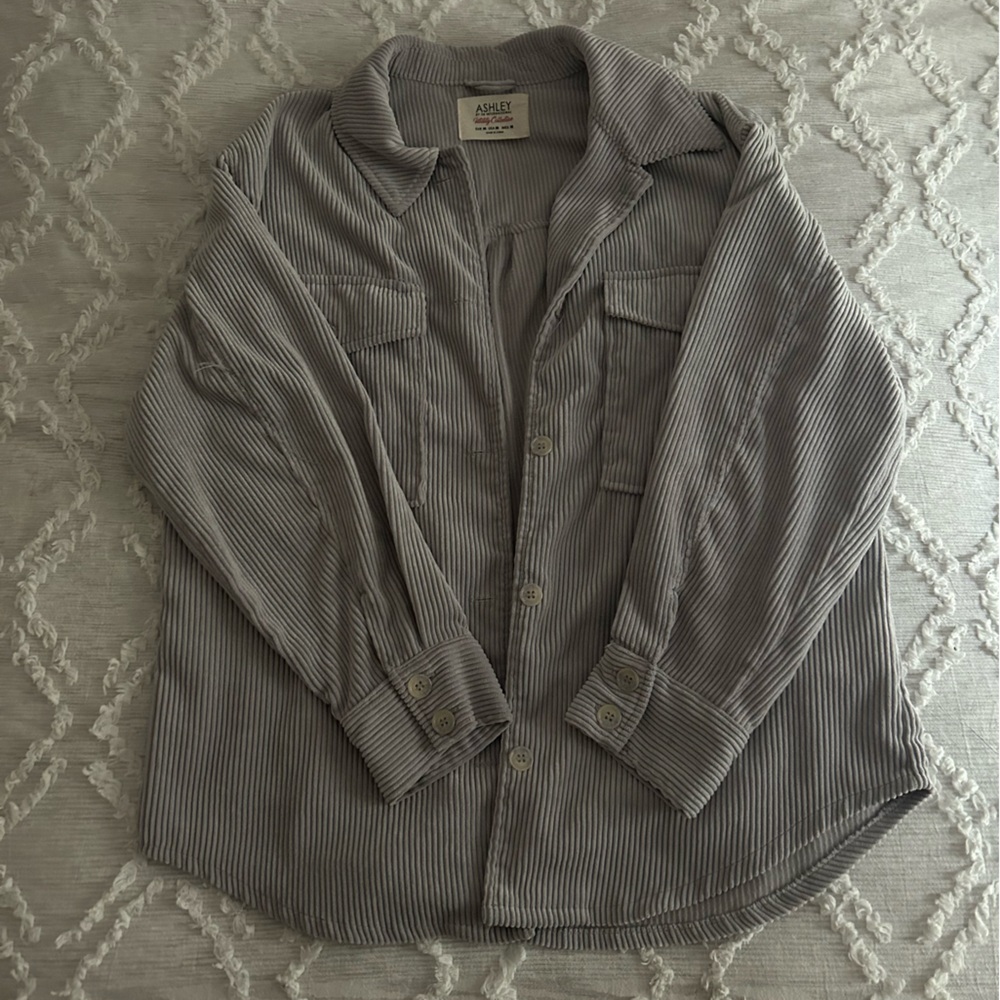 Lavender faux corduroy button up shirt
